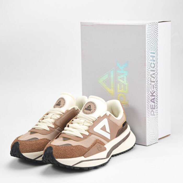Baskets PEAK Beige & Marron Homme – Sneakers Retro Premium en Algérie