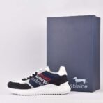 HARMONT AND BLAINE SCARPA UOMO CAMOSCIO  TEX FABRIC BLU  BIANCO